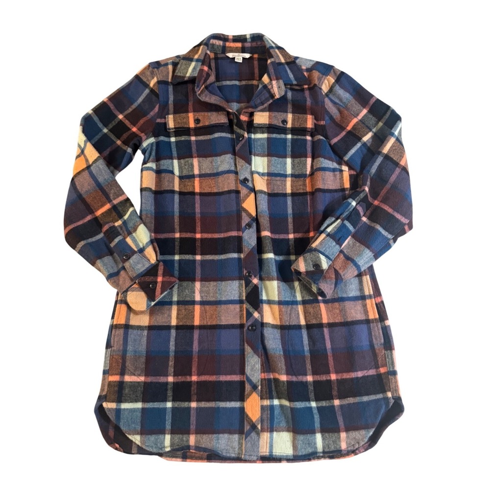 LL Bean Signature Archive Ladies Chamois Cloth Shirt Plaid Flannel XS Blue